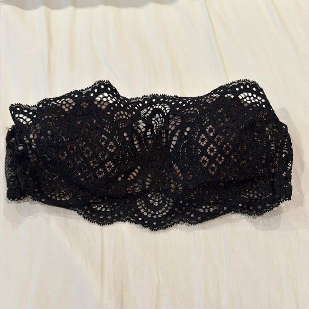 Victoria's Secret Black Lace Bandeau Bra